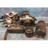 Cameras - Praktica LLC SLR 35mm;  Praktica BCX SLR 35mm;  Voiglander Vitoret DR;  Yashikor 200mm 1:
