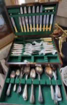 An early 20th century cantgeen of Old English flatware, John Rodgers and Sons, oak case, c.1930