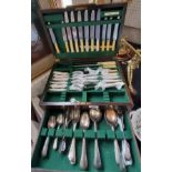 An early 20th century cantgeen of Old English flatware, John Rodgers and Sons, oak case, c.1930