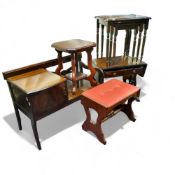 A reproduction nest of tables; telephone table; side table; etc