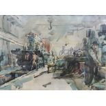 Valentine G Taranenko (1933 - 1992), Production of the Next Locomotive, watercolour, 28cm x 40cm