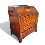 An unusual George III rosewood and marquetry bureau,  c.1780