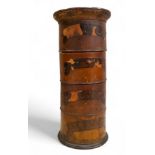 Treen - a 19th century sycamore four-section spice tower, Nutmegs, Mace, Cloves, Cinnamon, 21cm