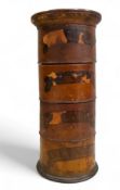 Treen - a 19th century sycamore four-section spice tower, Nutmegs, Mace, Cloves, Cinnamon, 21cm