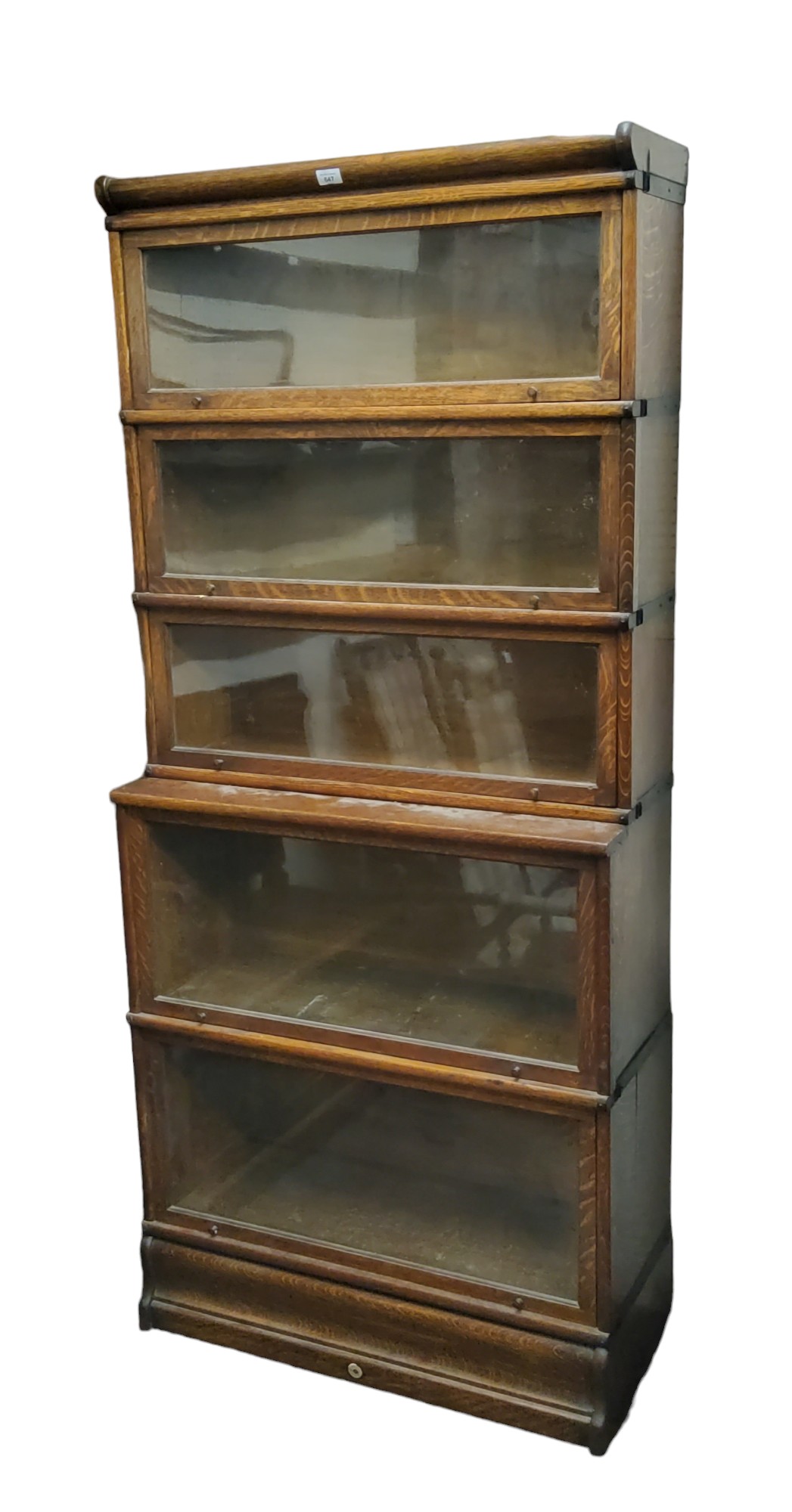 A late 19th century oak Wernicke System 'elastic' bookcase, stamped five section Globe Wernicke - Image 2 of 3