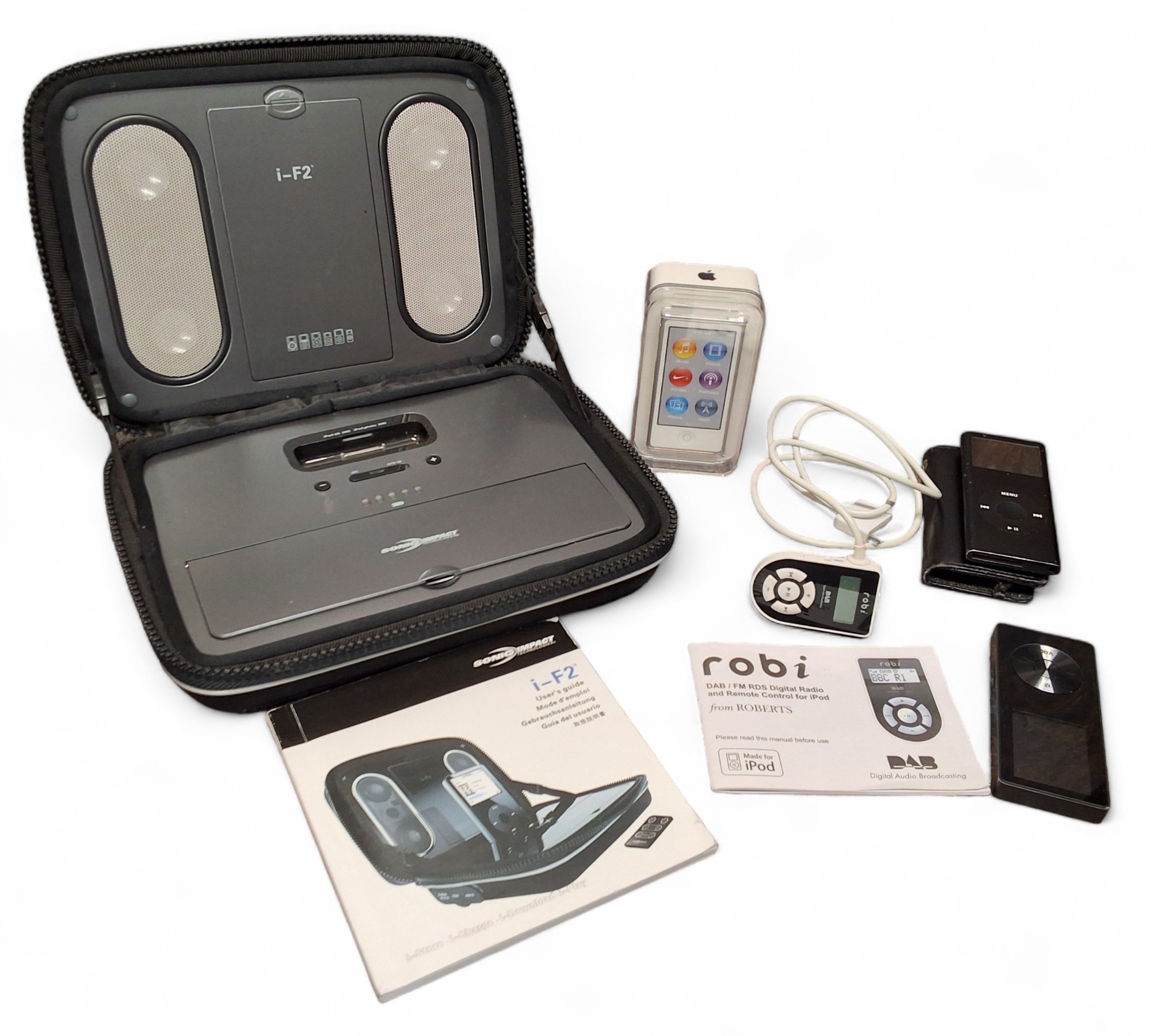 A 16gb iPod Nano, white & silver, unused, in original box complete with headphones, power cable &