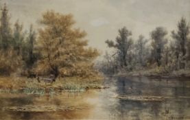 John Tunsatall Haverfield (1825-1885) Woodland Pool, signed,  watercolour, 21cm x 31cm