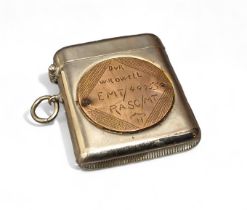 World War II - a military vesta case, set with a disc inscribed Driver W R Owell, EMT/44755, RASC/