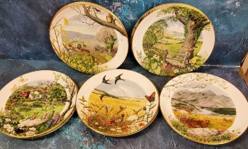 Twelve Royal Worcester 'Nature Scenes' Franklin porcelain  plates, designed by Peter Banett, printed