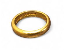A 22ct gold half-barrel wedding band, size L, 7.26g