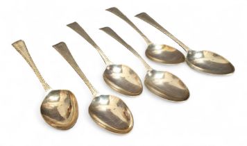 Six George III Old English pattern teaspoons, bright cut decoration, Stephen Adams II, London,