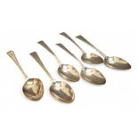 Six George III Old English pattern teaspoons, bright cut decoration, Stephen Adams II, London,