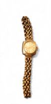 A 9ct gold lady's Accurist watch, Swiss 21 Jewel movement signed Accurist, silver dial, gold baton