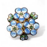 David Andersen Norwegian silver and enamel Forget Me Not brooch, marked