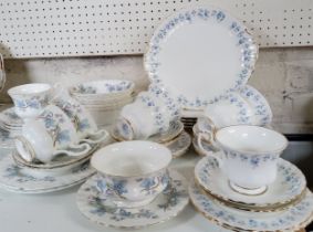 A Royal Albert Memory Lane tea and dinner service, comprising five dinner plates, five tea cups, six