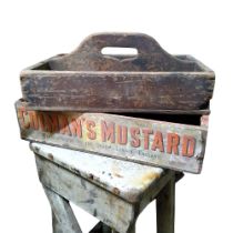 A Victorian Colman's Mustard advertising crate; a George III cutlery tray (2)