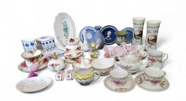 Decorative Ceramics - Wedgwood Jasperware trinket dishes;  Royal Albert Old Country Roses scent