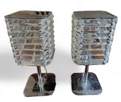 Lighting - a pair of ribbed perspex and chrome side lights, 35cm high