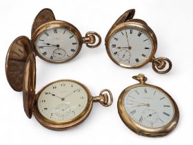 An American rose gold plated full hunter pocket watch, side winder 15 jewel movement marked Elgin
