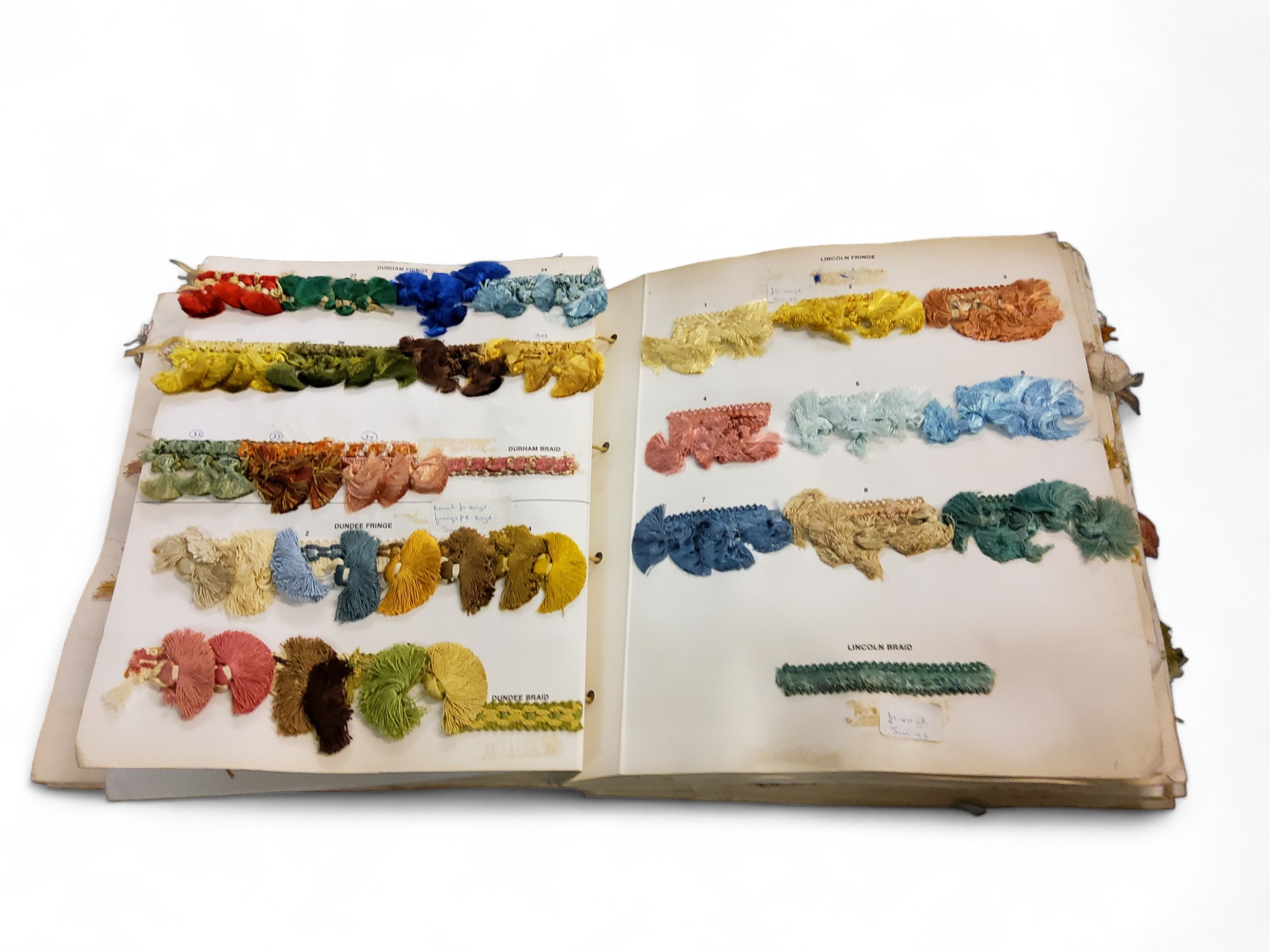 Textiles - a HN & Co Limited Salesman sample book, with fringes and braids, c.1940