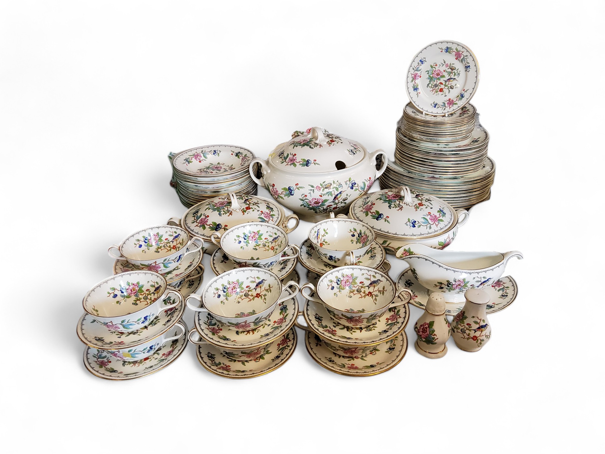 An Aynsley Pembroke pattern dinner service, for twelve, comprising soup tureen, two tureens and