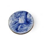 A Royal Doulton type Blue Children oval plaque, with two children looking into a tree bough, gilt