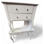 A Laura Ashley white side chest, of two drawers, bowed legs, 81cm high;  a similar two drawer side