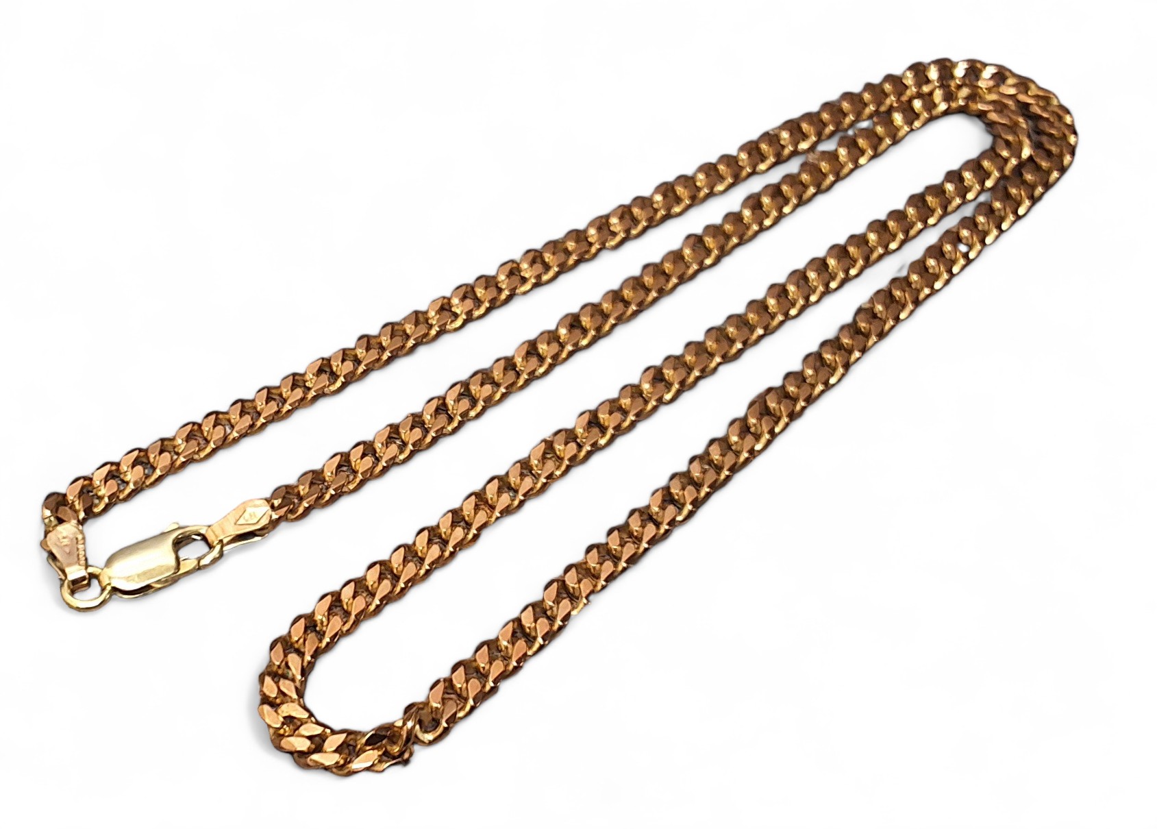 A 9ct gold curb link necklace, 20.58g