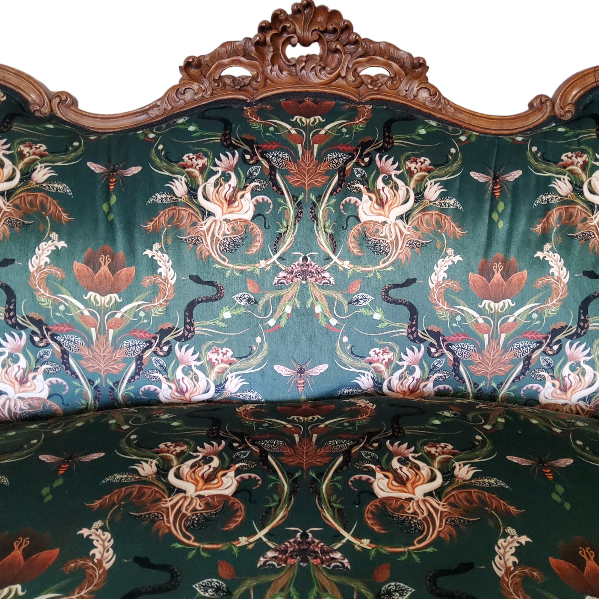 Interior Design - a 19th century French Louis XVI walnut salon sofa, traditionally upholstered - Image 2 of 3