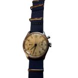 A Lemania Series 1, A Royal Navy single pusher chronograph wristwatch, radium-dialled, Arabic