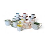 A Susie Copper Polka Dot pattern coffee service, comprising twelve cups, eleven saucers, milk jug