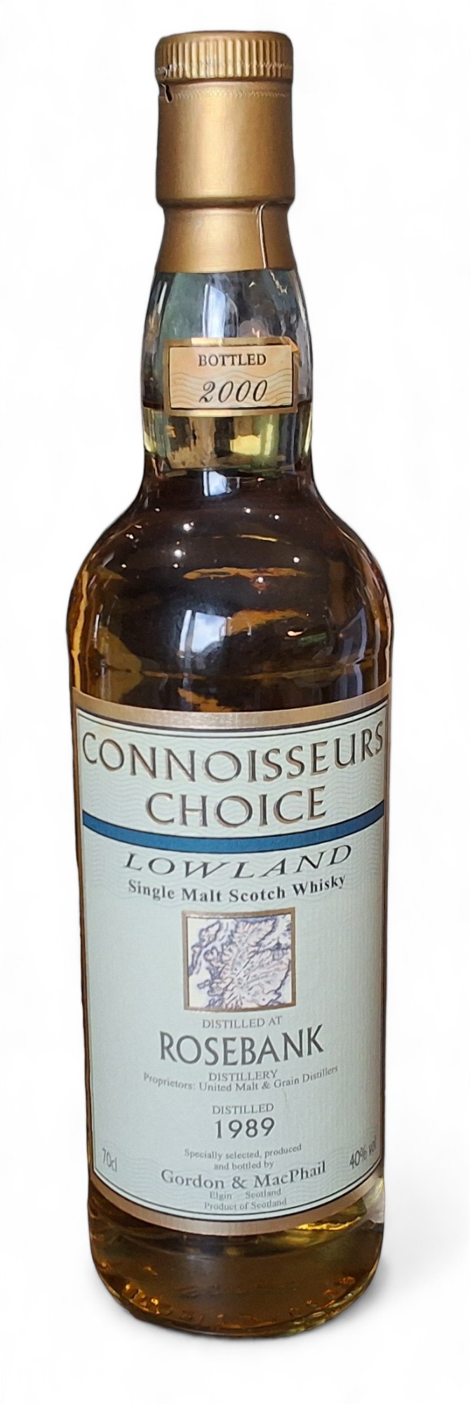 Rosebank Lowland Single Malt Scotch Whisky, distilled 1989, bottled by Gordon & MacPhail 2000, 40%