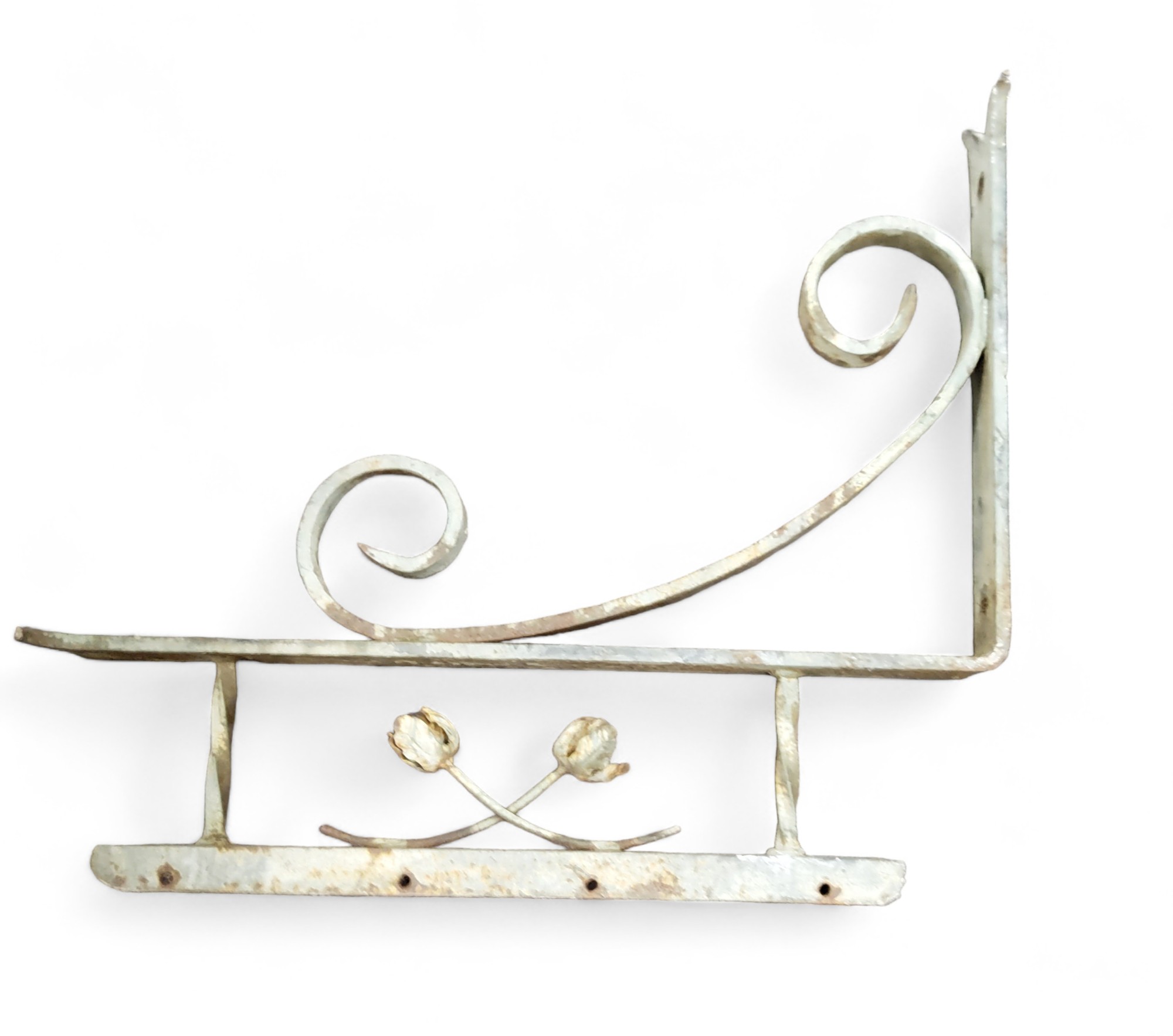 A 19th century wrought iron gallows bracket, 64cm high, 58cm wide