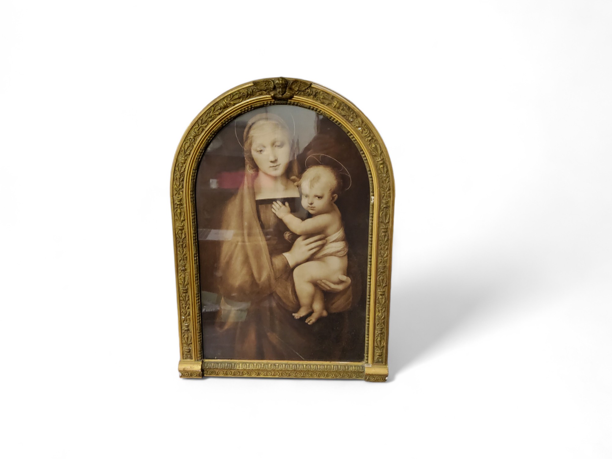 After Filippo Lippi, Madonna and Child, 19th century print, Italian Renaissance Revival arch-top