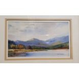 R E M Cameron, Loch, Scotland, signed, watercolour, 14cm x 24cm