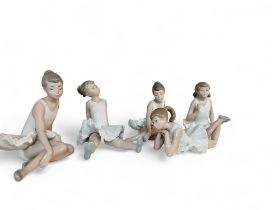 Five Nao by Lladro ballerinas, in various poses
