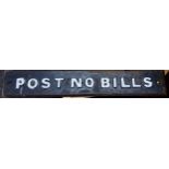 GWR cast iron sign, POST NO BILLS, 7.5cm x 43cm