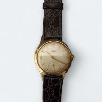 A vintage 9ct gold Longines gentleman's wristwatch, 17 jewel movement, stamped Longines, Swiss