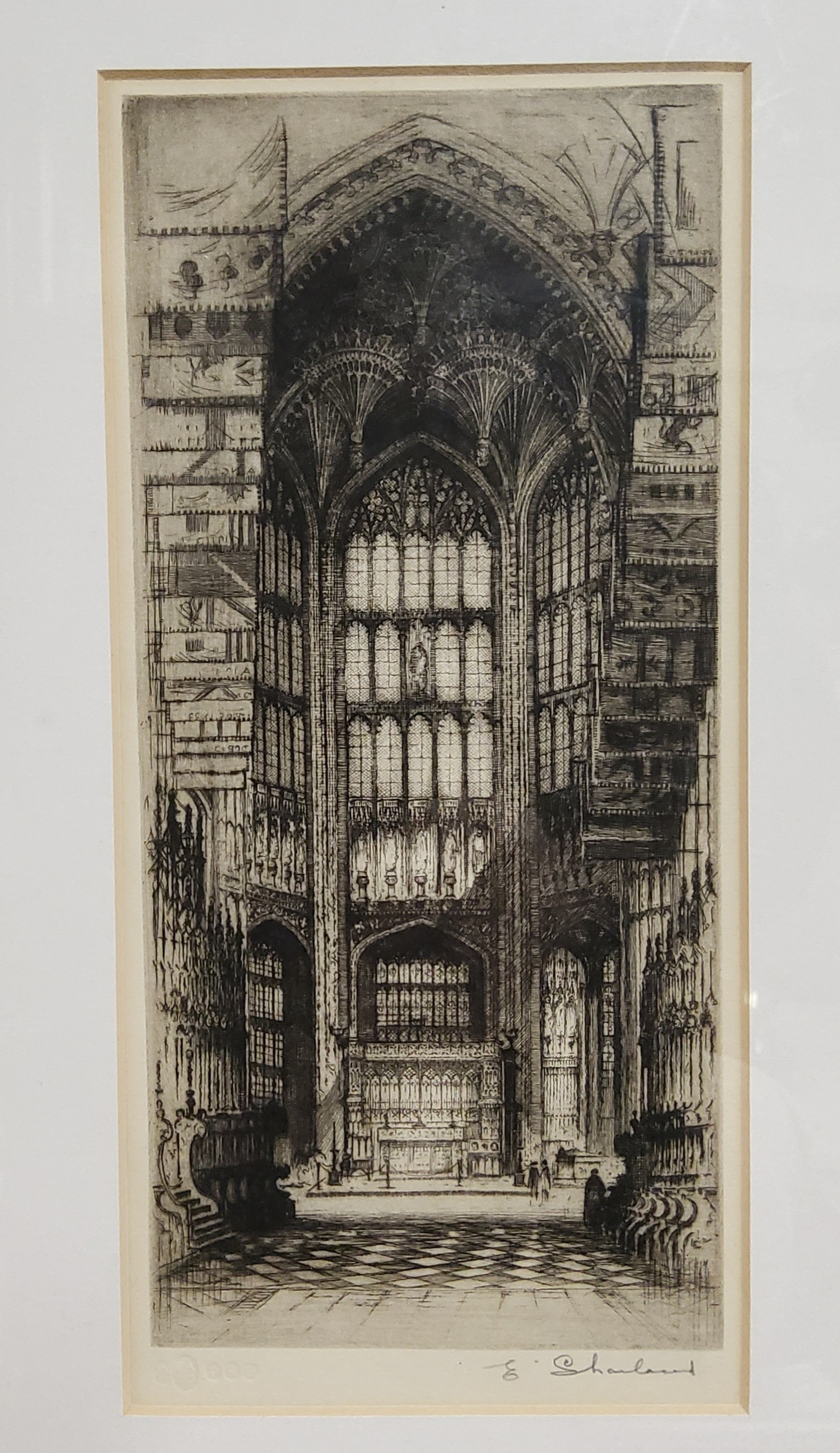 Pictures and Prints - E. Shawland? Dry point etching of the Henry VII Chapel interior; other 19th - Image 2 of 2