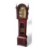 A contemporary mahogany longcase clock, arch brass dial inscribed Tempus Fugit,  E.J Goodfellow