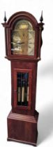 A contemporary mahogany longcase clock, arch brass dial inscribed Tempus Fugit,  E.J Goodfellow
