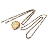 A rose gold coloured metal belcher necklace, 6.06g; A 9ct gold curb necklace, 2.74g; a 9ct gold