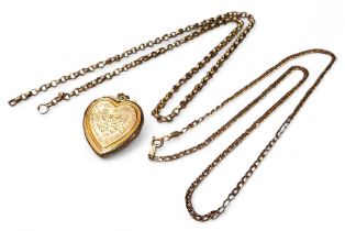 A rose gold coloured metal belcher necklace, 6.06g; A 9ct gold curb necklace, 2.74g; a 9ct gold