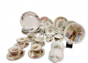 Royal Albert  - Serena pattern plate;   Old Country Roses preserve pot  and sugar bowl;   Emblems