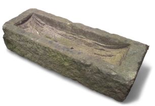 A Derbyshire gritstone rectangular trough, 18cm high, 86cm wide, 19th century