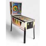 A mid 20th century Bally Expressway Pinball machine, psychedelic image of an american expressway,