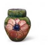 A contemporary Moorcroft Anemone pattern ovoid ginger jar and cover, tube lined with large