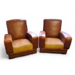 A pair of Art Deco leatherette club chairs