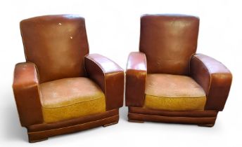 A pair of Art Deco leatherette club chairs