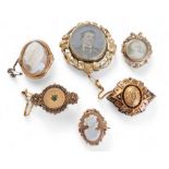 A 9ct rose gold mounted cameo brooch, the cameo depicting an elegant lady, stamped 9ct, 30 x 25mm; a